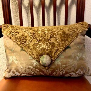 NWT SWEET DREAMS French Blue & Gold Brocade 18" Envelope Accent Pillow